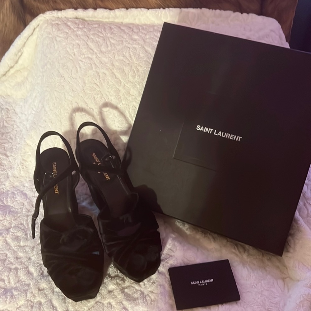 Saint Laurent velvet heel sandals